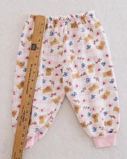 Vintage Pink Teddy Bear Heart Print Sweatpants: 18m