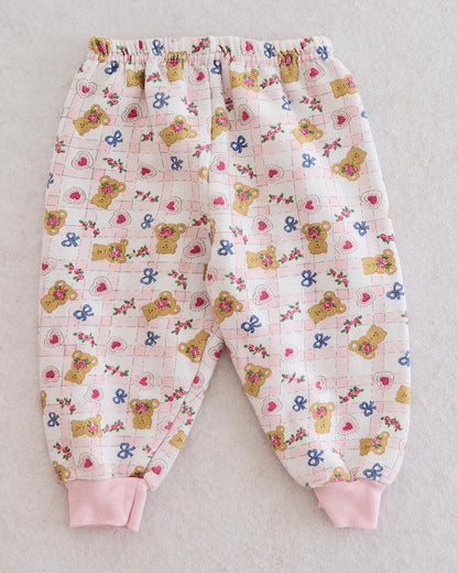 Vintage Pink Teddy Bear Heart Print Sweatpants: 18m