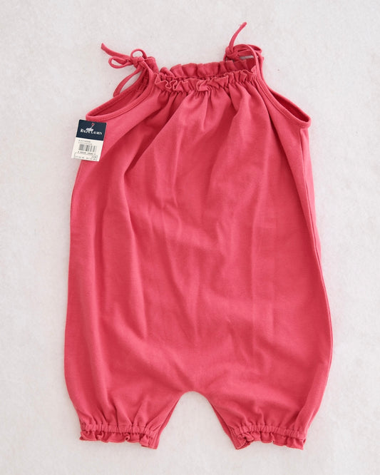Y2K (?) Ralph Lauren Light Brick Red Smocked Shortall Romper: Size 24m