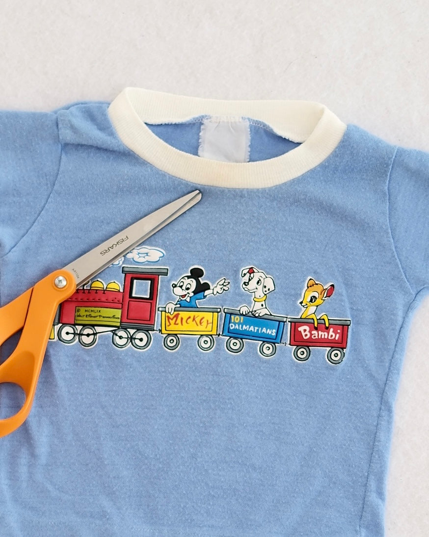 Vintage Walt Disney Mickey, Dalmatians, Bambi Train Tee: 18m?
