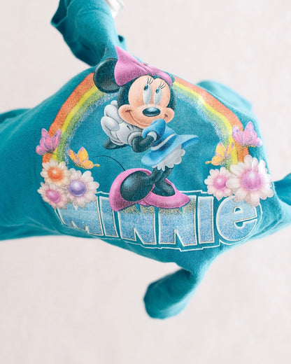 Vintage Disney Store Teal Minnie Rainbow Graphic Tee: 8y?
