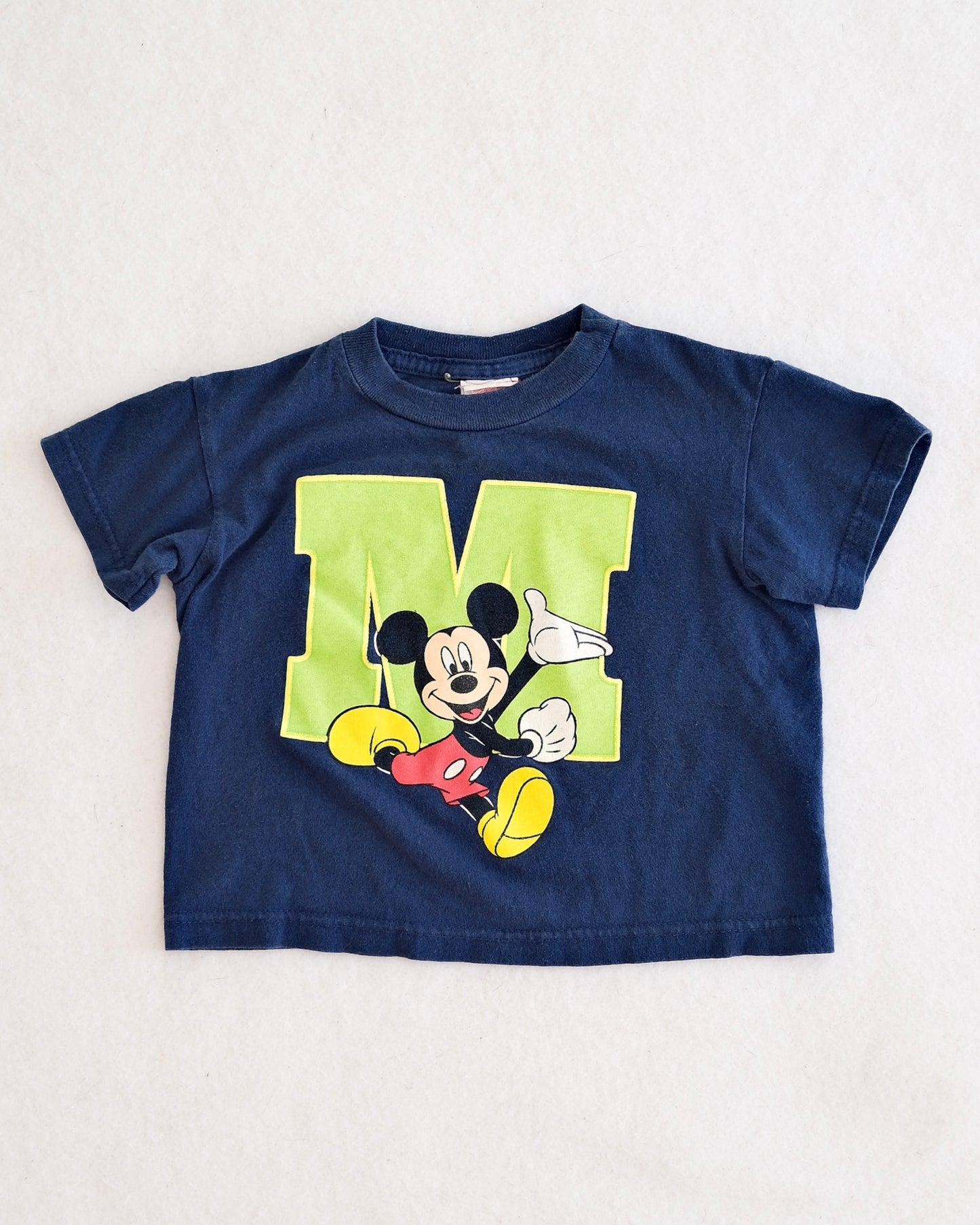 Vintage Mickey Letter M Navy Graphic Tee: 24m?