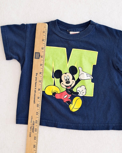 Vintage Mickey Letter M Navy Graphic Tee: 24m?
