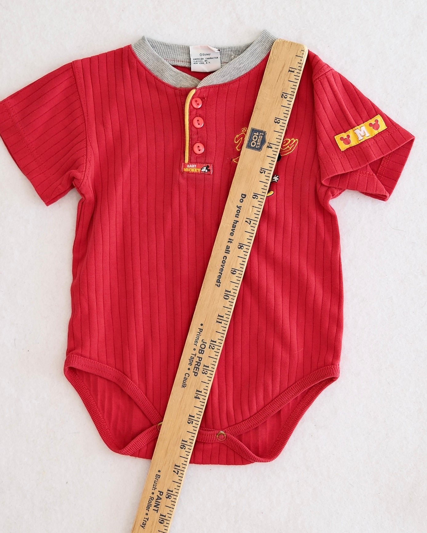 Vintage Baby Mickey & Co. Red Ribbed Embroidered Bodysuit: 24m
