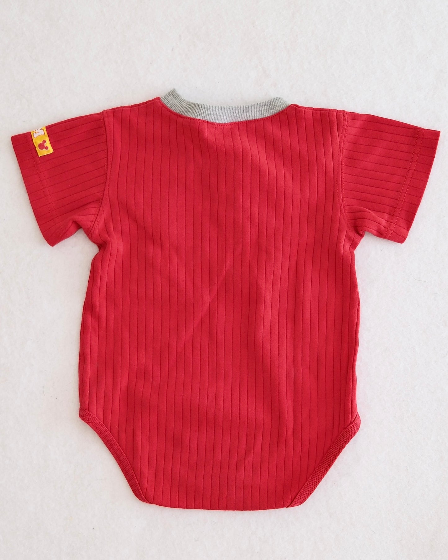 Vintage Baby Mickey & Co. Red Ribbed Embroidered Bodysuit: 24m