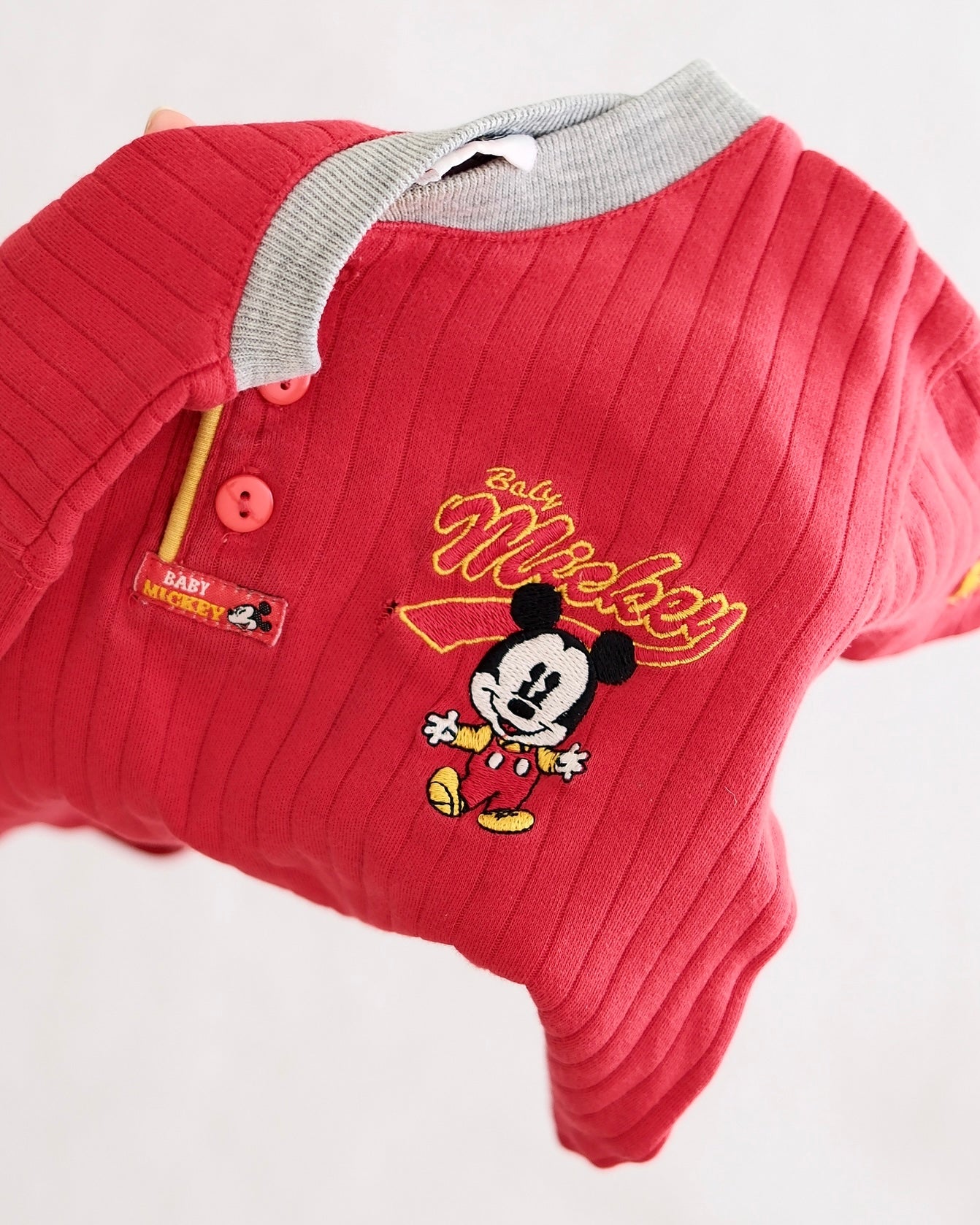 Vintage Baby Mickey & Co. Red Ribbed Embroidered Bodysuit: 24m