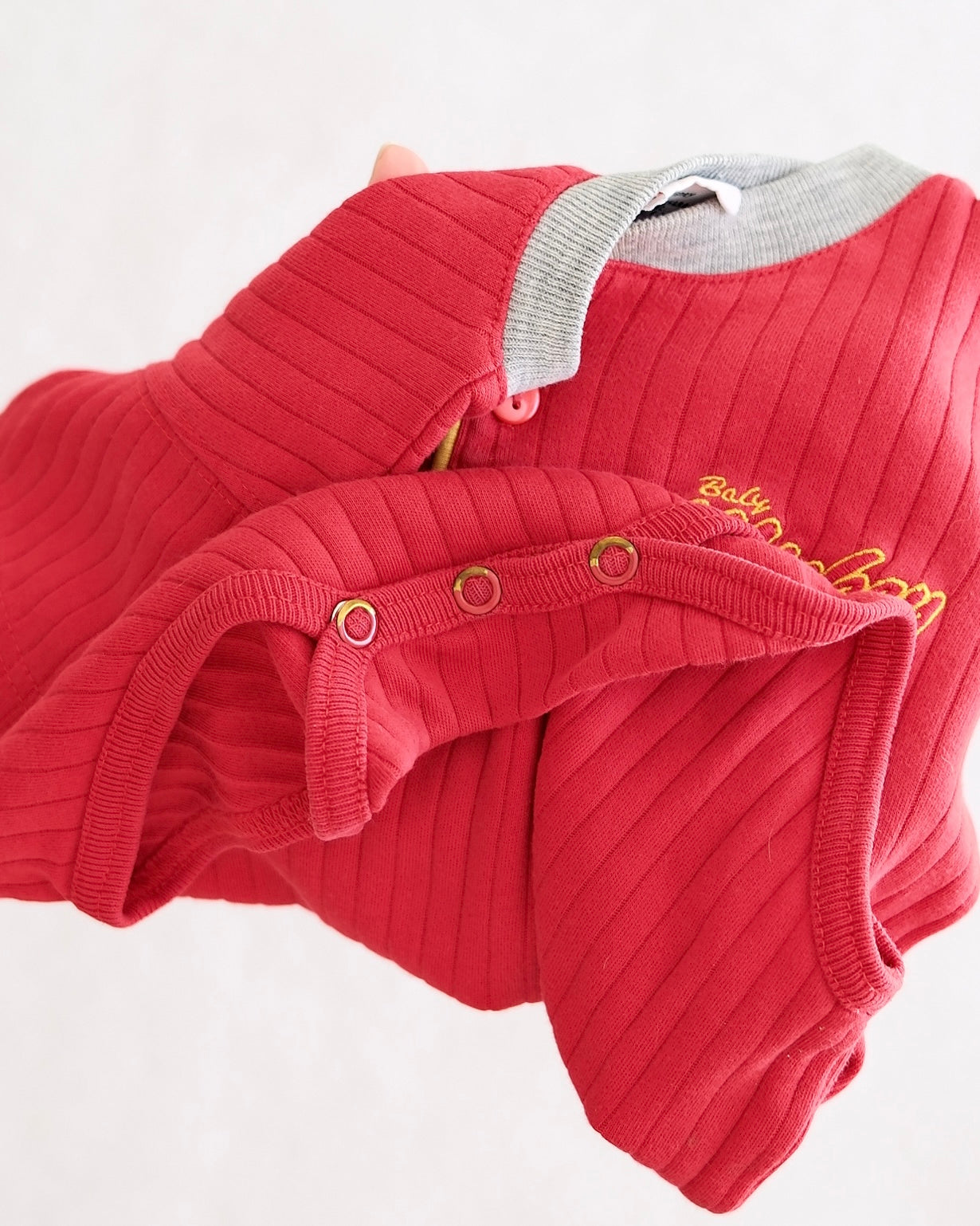 Vintage Baby Mickey & Co. Red Ribbed Embroidered Bodysuit: 24m