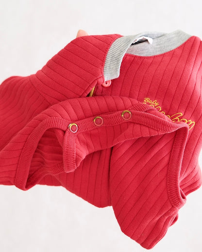 Vintage Baby Mickey & Co. Red Ribbed Embroidered Bodysuit: 24m