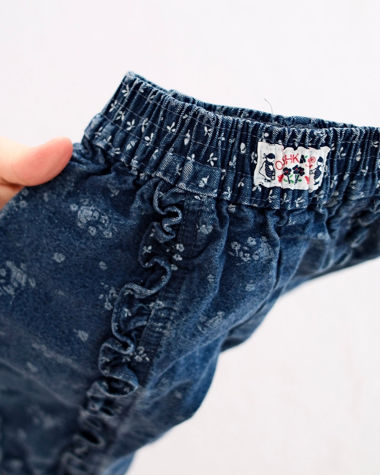 Vintage OshKosh “Autumn Days” Top & Ruffle Denim Pant Set: 12m - Yellow Clover Vintage Kids Clothes