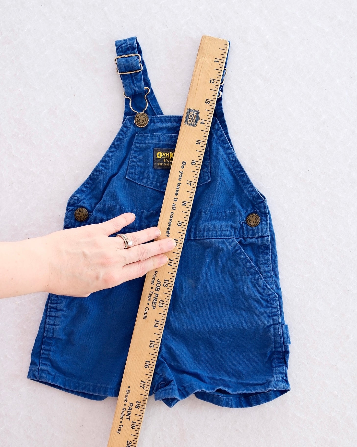 Vintage OshKosh Royal Blue Shortall Overalls: 18m - Yellow Clover Vintage Kids Clothes