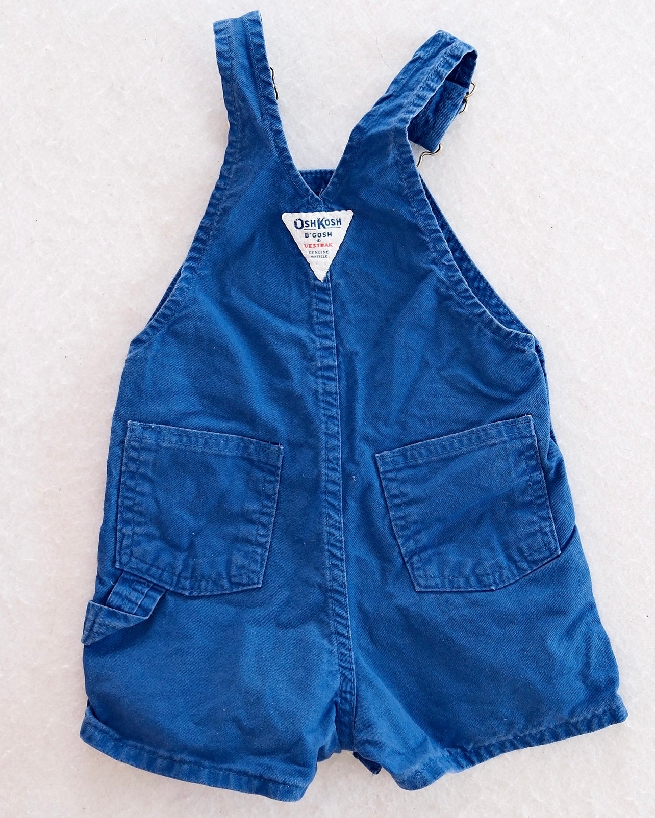 Vintage OshKosh Royal Blue Shortall Overalls: 18m - Yellow Clover Vintage Kids Clothes