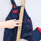 Vintage OshKosh Patterned Denim Overalls with Red Trim: 18m - Yellow Clover Vintage Kids Clothes