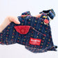 Vintage OshKosh Patterned Denim Overalls with Red Trim: 18m - Yellow Clover Vintage Kids Clothes
