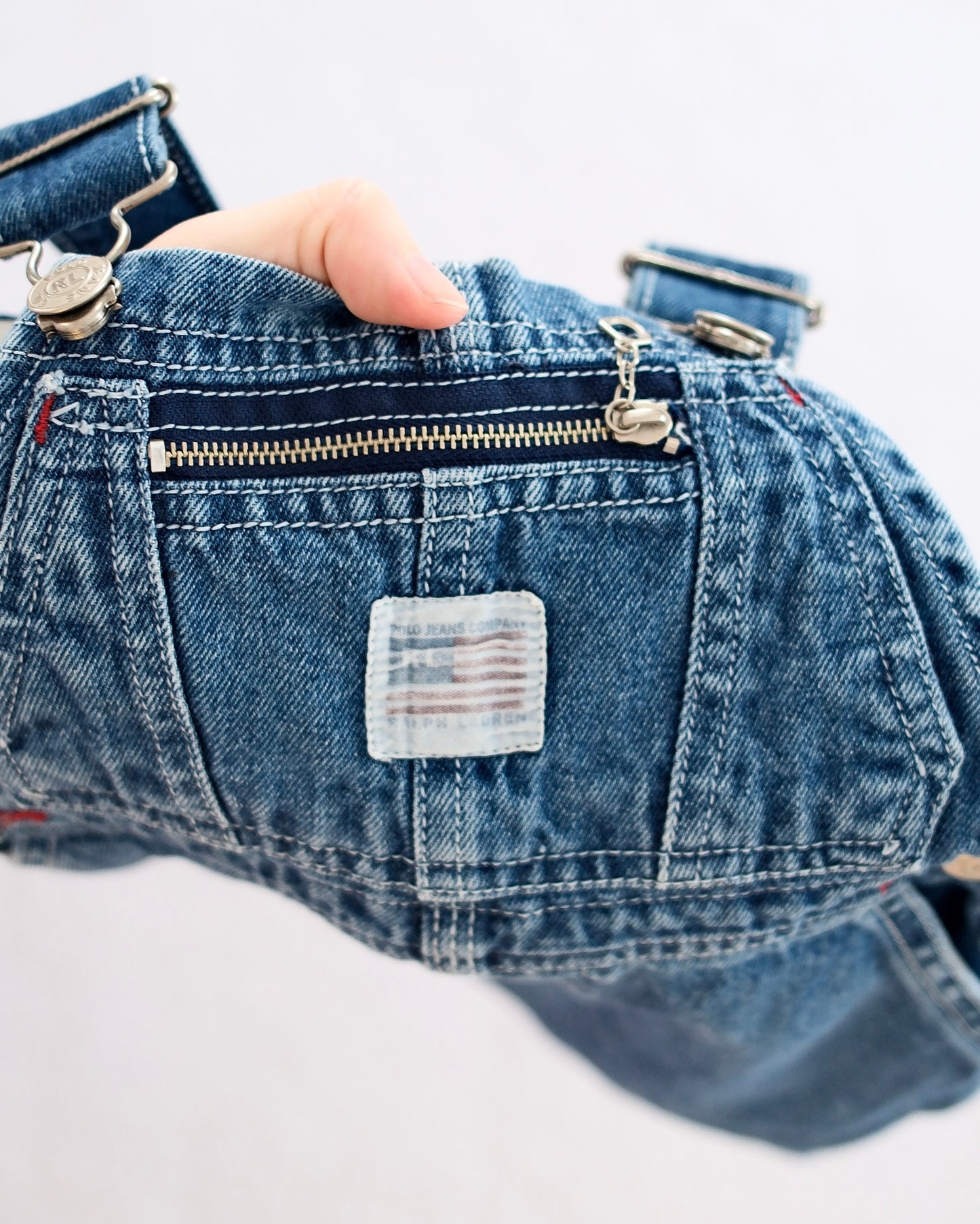 Vintage Polo Jeans Co. Ralph Lauren Denim Overalls with Logo Straps: 18-24M - Yellow Clover Vintage Kids Clothes