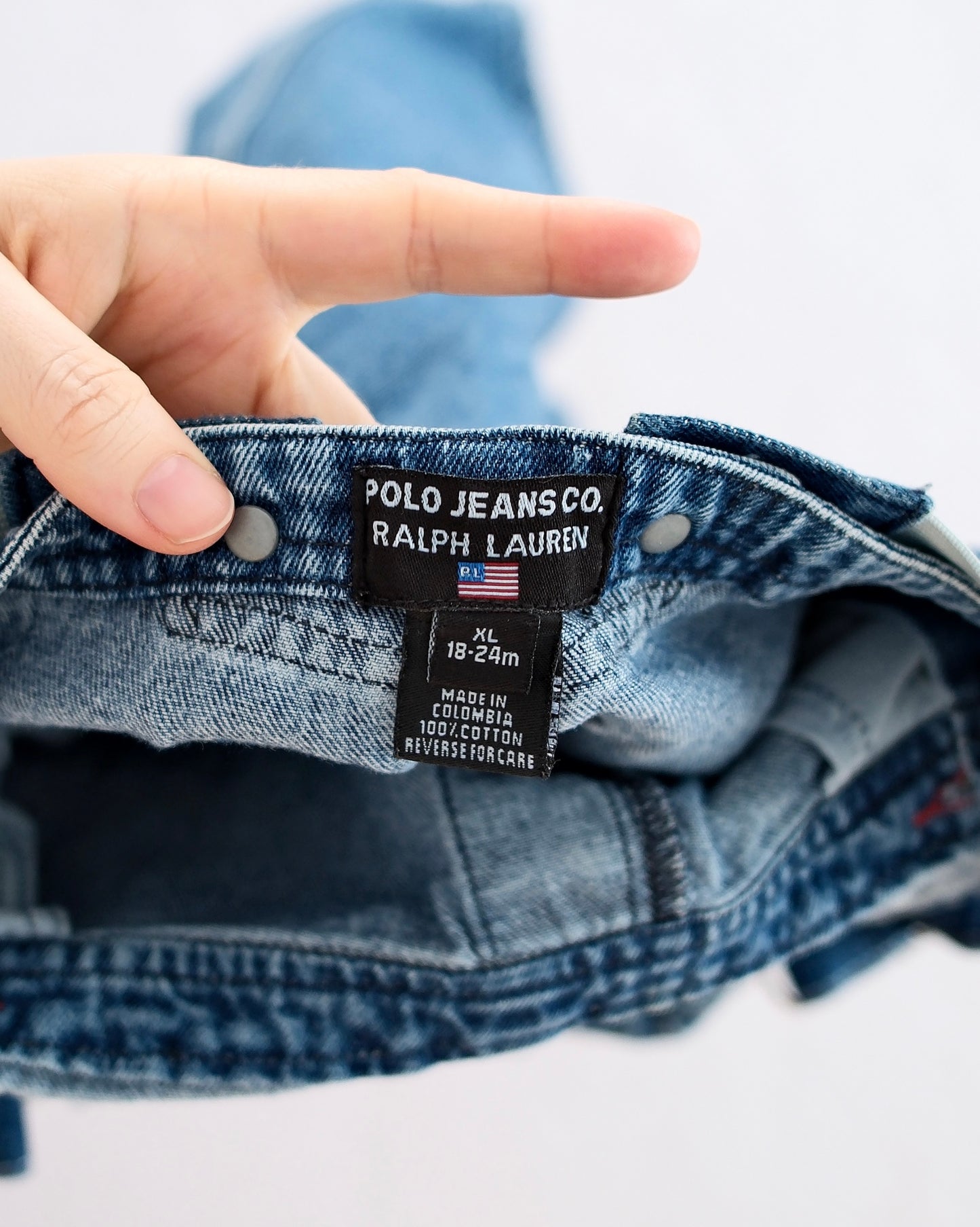 Vintage Polo Jeans Co. Ralph Lauren Denim Overalls with Logo Straps: 18-24M - Yellow Clover Vintage Kids Clothes