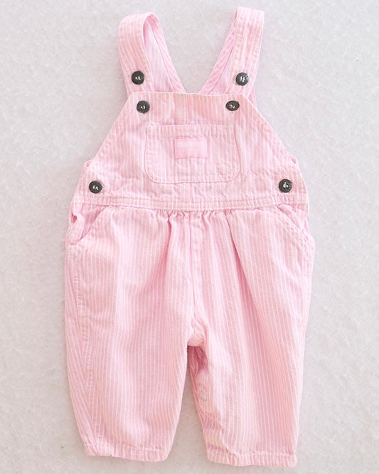 Y2K OshKosh Light Pink Stripe Overalls: 9m?