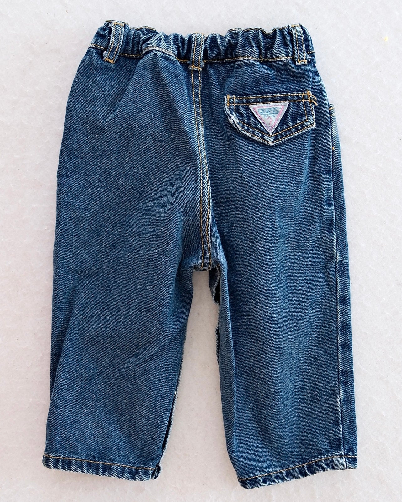 Vintage Baby Guess Medium Wash Denim Jeans with Snap Hem Detail: 18 Months - Yellow Clover Vintage Kids Clothes