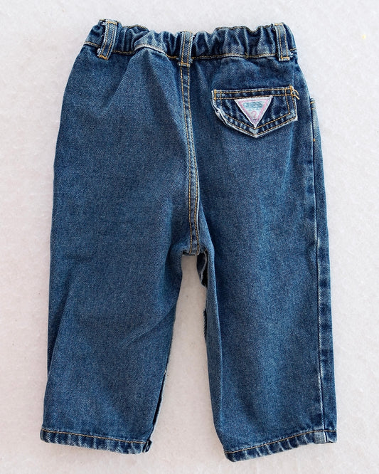 Vintage Baby Guess Medium Wash Denim Jeans with Snap Hem Detail: 18 Months - Yellow Clover Vintage Kids Clothes
