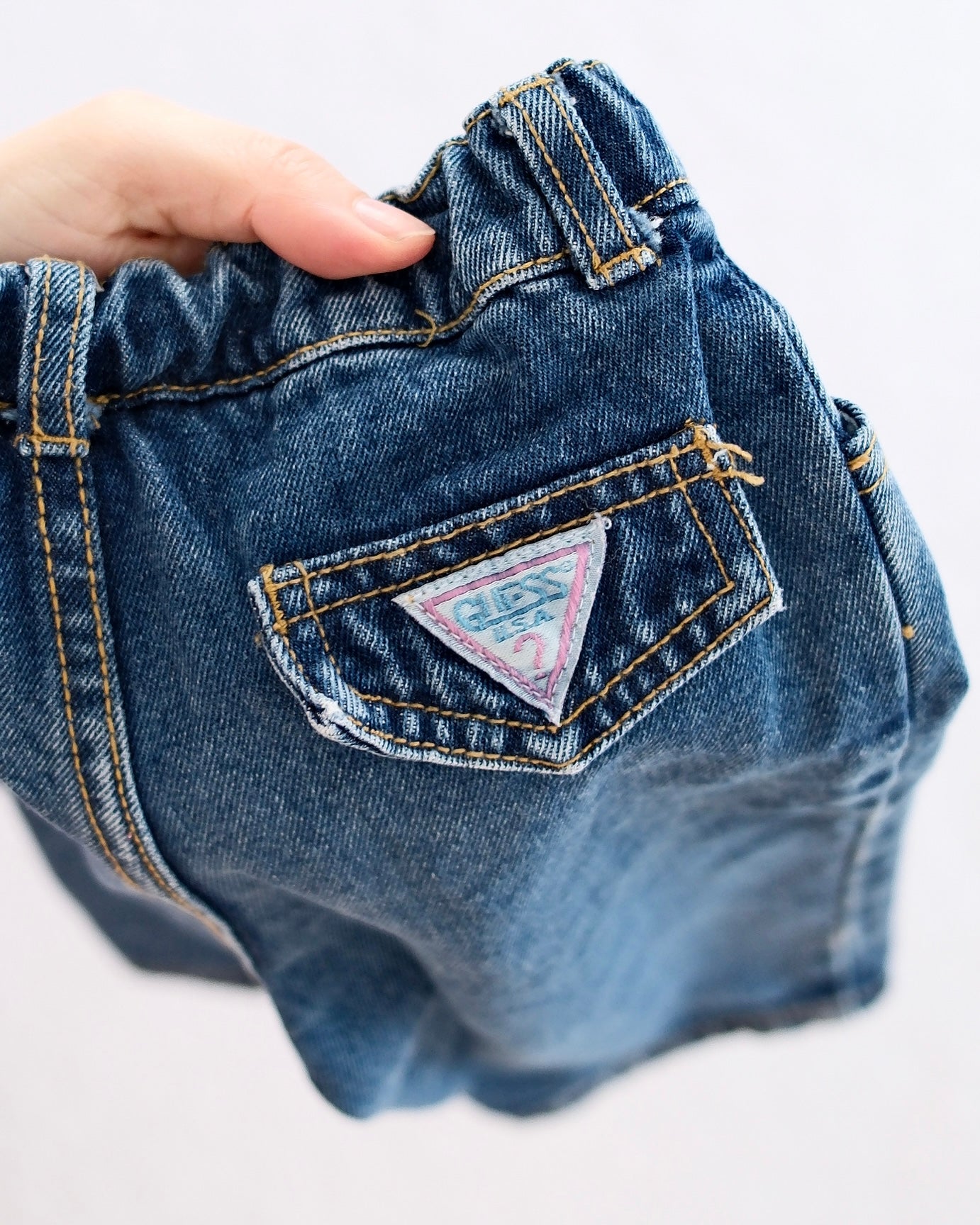 Vintage Baby Guess Medium Wash Denim Jeans with Snap Hem Detail: 18 Months - Yellow Clover Vintage Kids Clothes