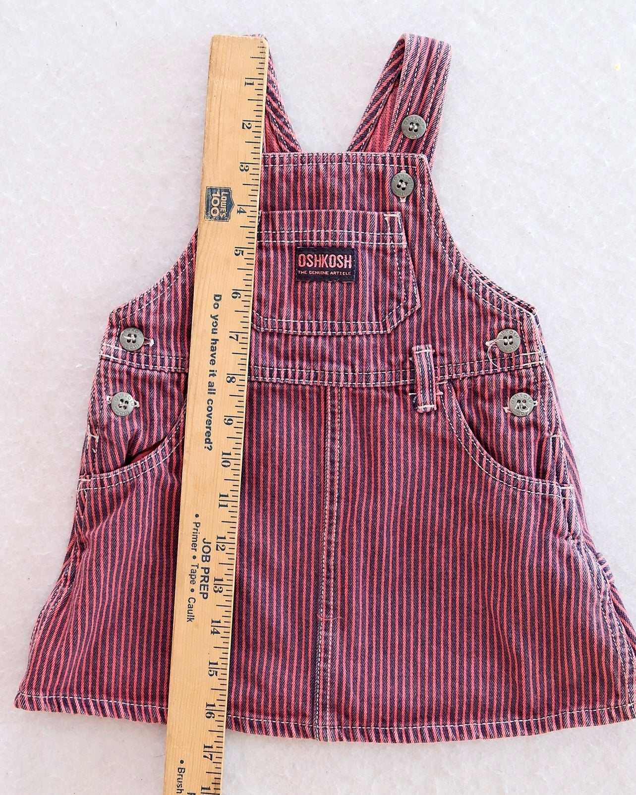 Y2K OshKosh Pink & Navy Stripe Overall Skirt: 12m - Yellow Clover Vintage Kids Clothes