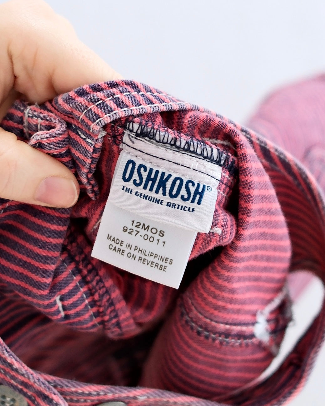 Y2K OshKosh Pink & Navy Stripe Overall Skirt: 12m - Yellow Clover Vintage Kids Clothes