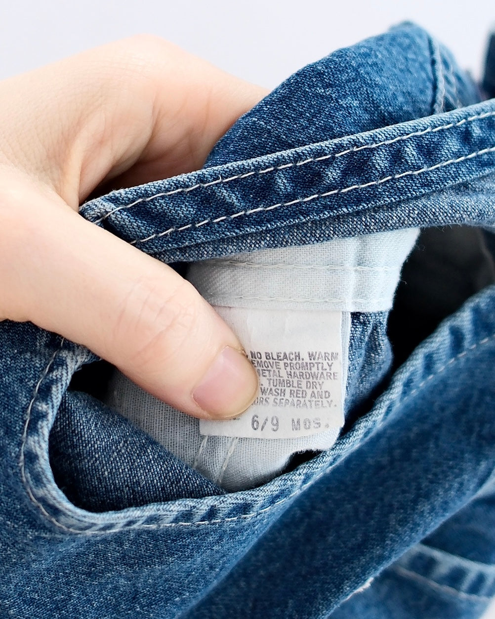 Vintage OshKosh Medium Wash Denim Shortalls: 6–9m - Yellow Clover Vintage Kids Clothes