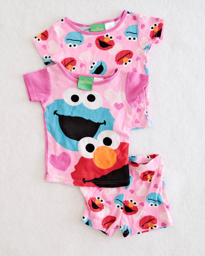 Y2K Sesame Street Elmo & Cookie Monster Pajama Bundle: 3T