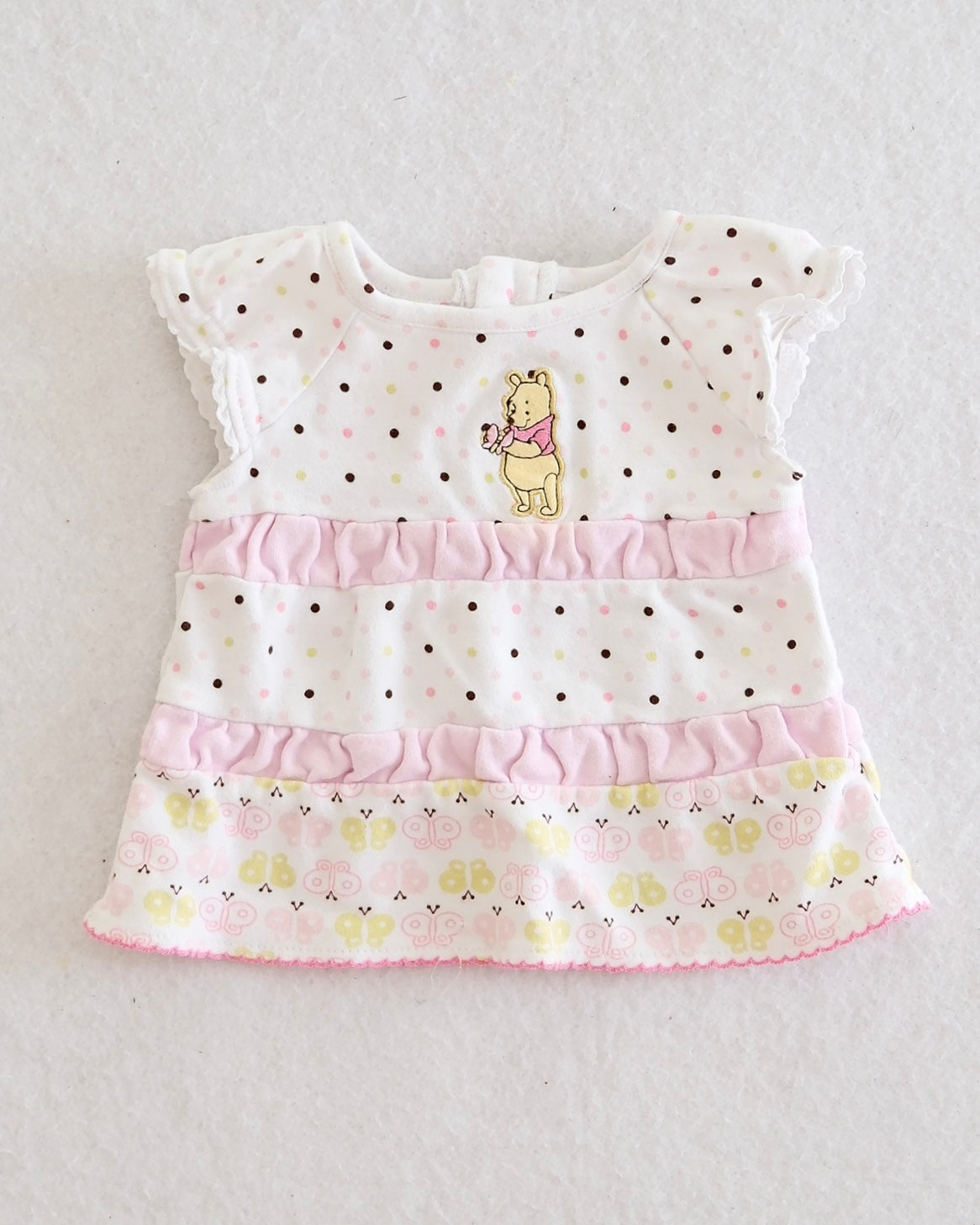 Y2K Disney Winnie the Pooh Polka Dot Ruffle Top: 0-3M
