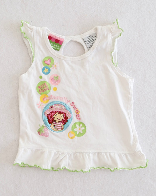 Y2K Strawberry Shortcake "Naturally Sweet" Ruffle Tank: 3T
