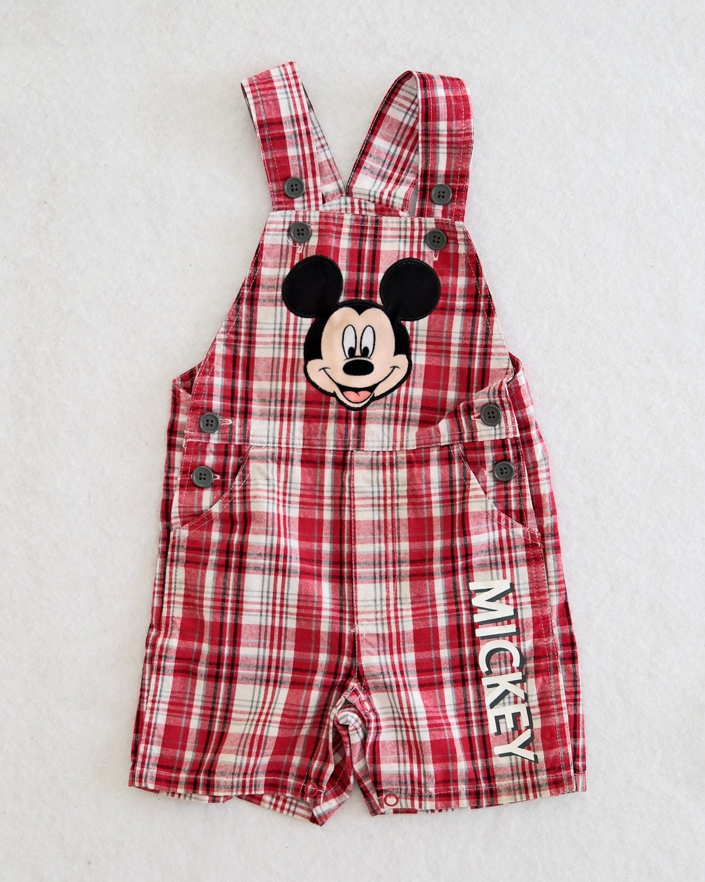 Modern Disney Mickey Mouse Plaid Shortall Romper: 24M