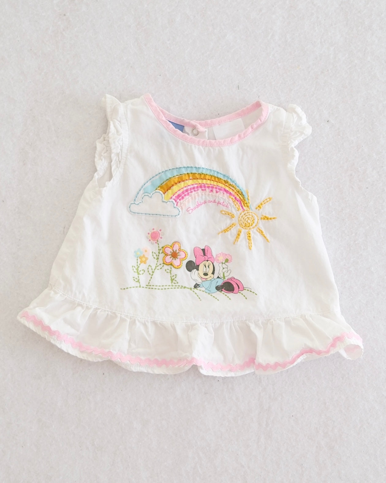 Y2K Disney Baby Minnie Mouse Rainbow Ruffle Top: 3m