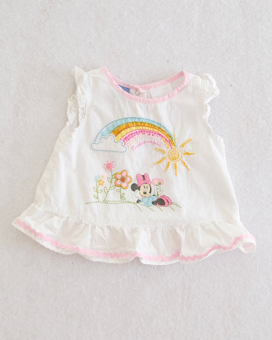 Y2K Disney Baby Minnie Mouse Rainbow Ruffle Top: 3m