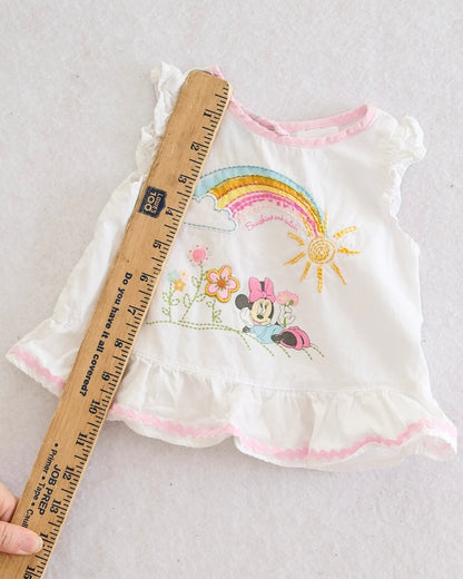 Y2K Disney Baby Minnie Mouse Rainbow Ruffle Top: 3m
