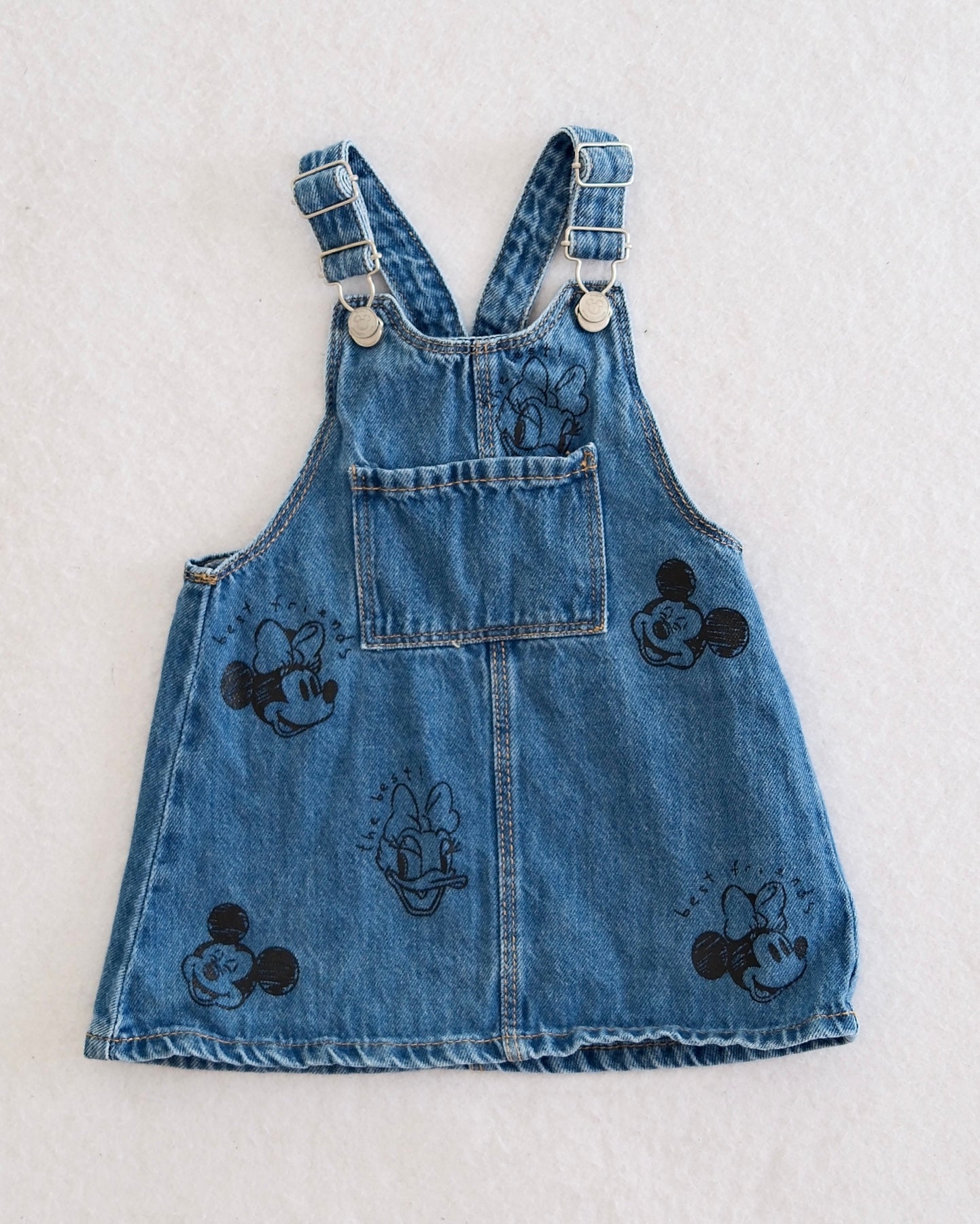Zara x Disney Mickey & Friends Denim Pinafore Dress: 12-18M