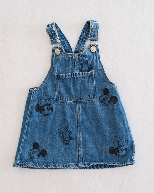 Zara x Disney Mickey & Friends Denim Pinafore Dress: 12-18M
