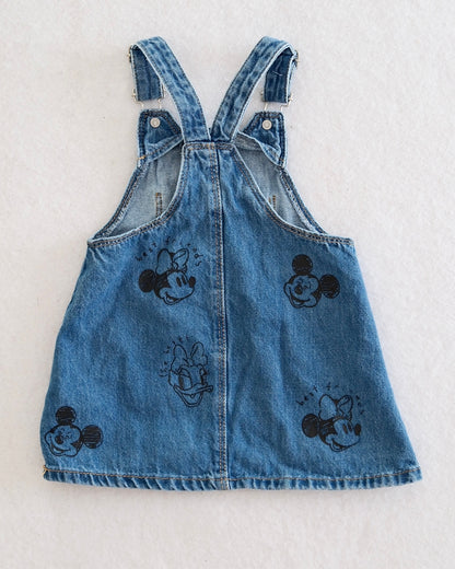 Zara x Disney Mickey & Friends Denim Pinafore Dress: 12-18M