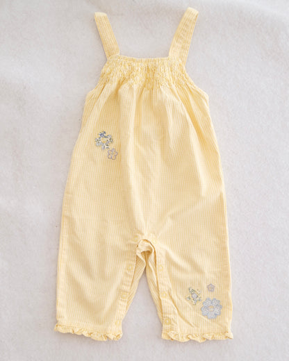 Vintage Gymboree Floral Patchwork Gingham Smocked Flower Romper: 12m