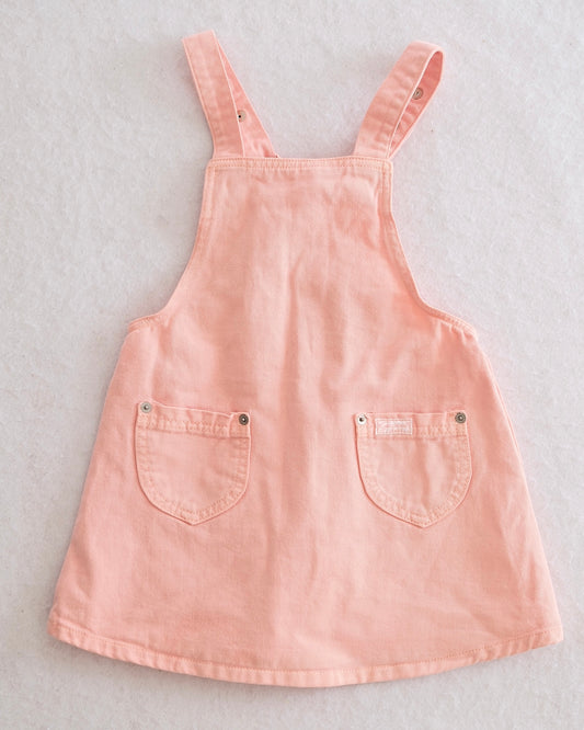 Vintage Baby Guess Peach/Pink Denim Overall Jumper Dress: Size 6Y - Yellow Clover Vintage Kids Clothes