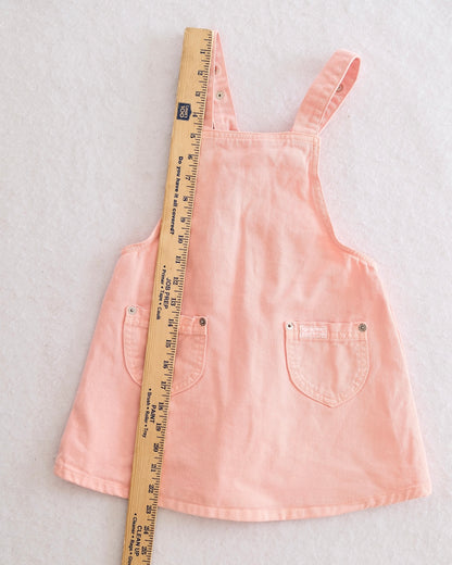 Vintage Baby Guess Peach/Pink Denim Overall Jumper Dress: Size 6Y - Yellow Clover Vintage Kids Clothes