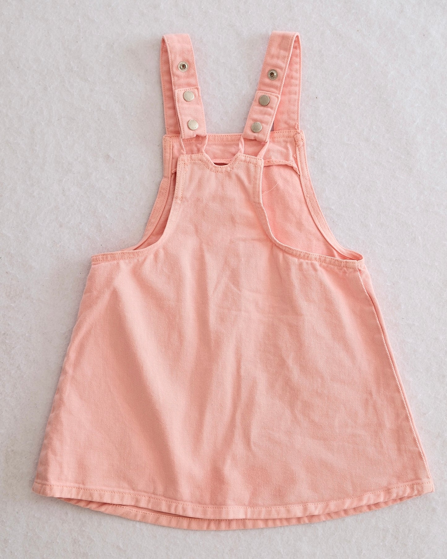 Vintage Baby Guess Peach/Pink Denim Overall Jumper Dress: Size 6Y - Yellow Clover Vintage Kids Clothes