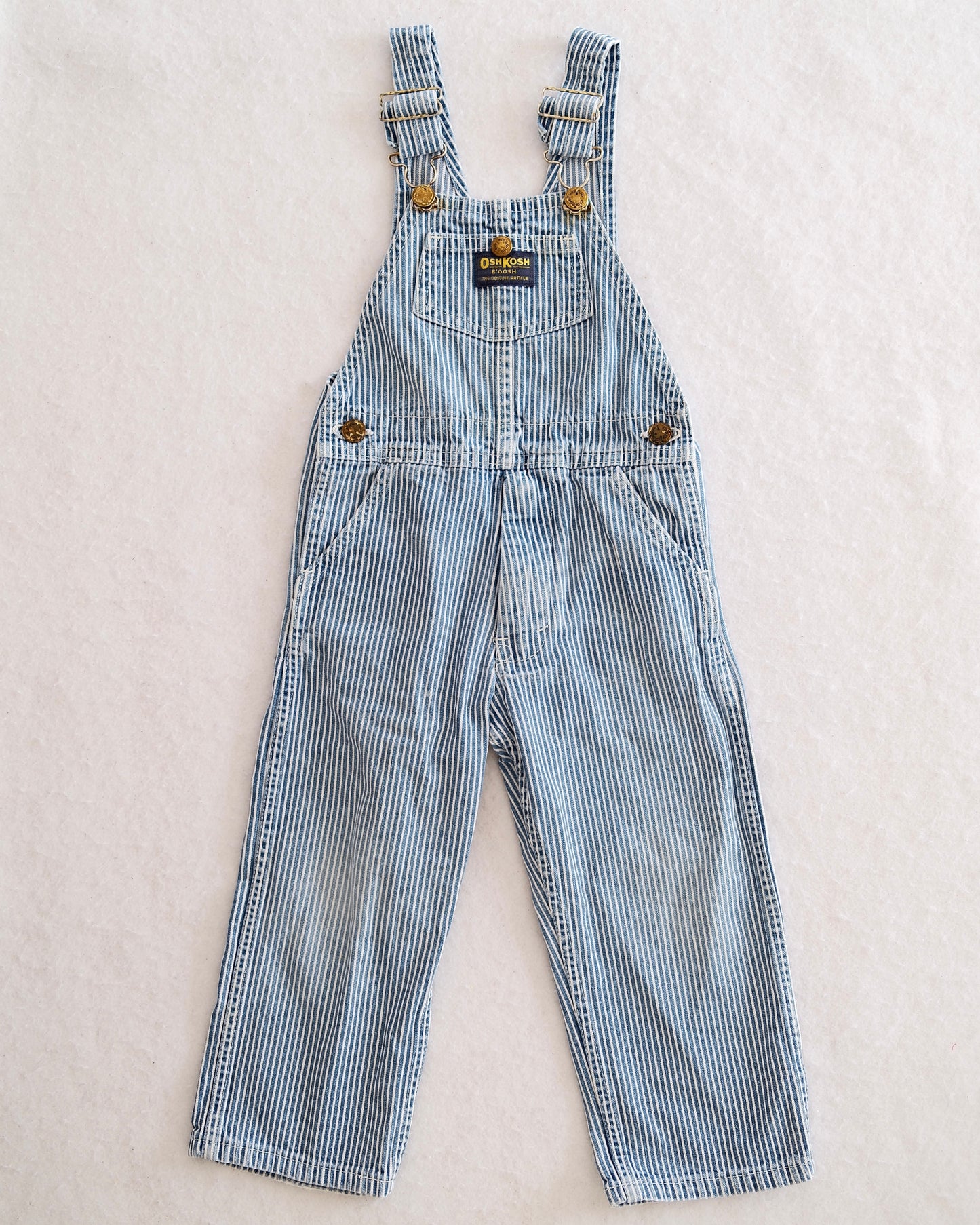 Vintage OshKosh Blue & White Pinstripe Overalls: 3T - Yellow Clover Vintage Kids Clothes