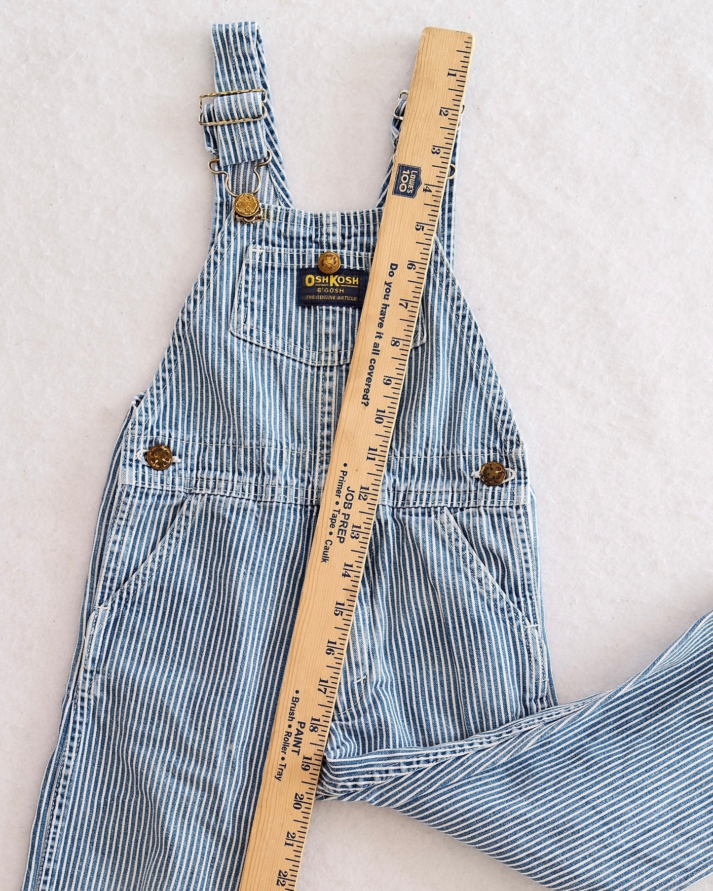 Vintage OshKosh Blue & White Pinstripe Overalls: 3T - Yellow Clover Vintage Kids Clothes