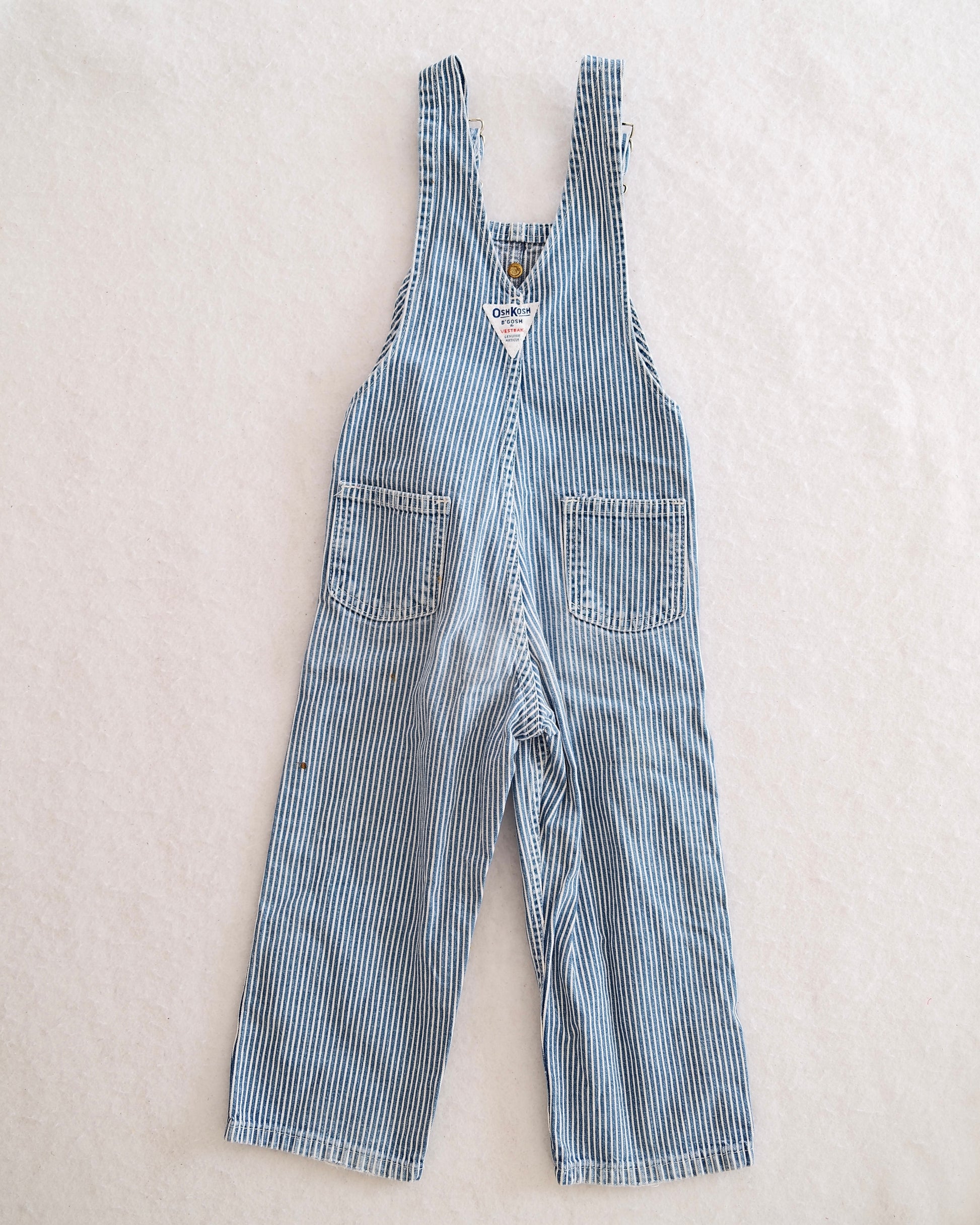 Vintage OshKosh Blue & White Pinstripe Overalls: 3T - Yellow Clover Vintage Kids Clothes