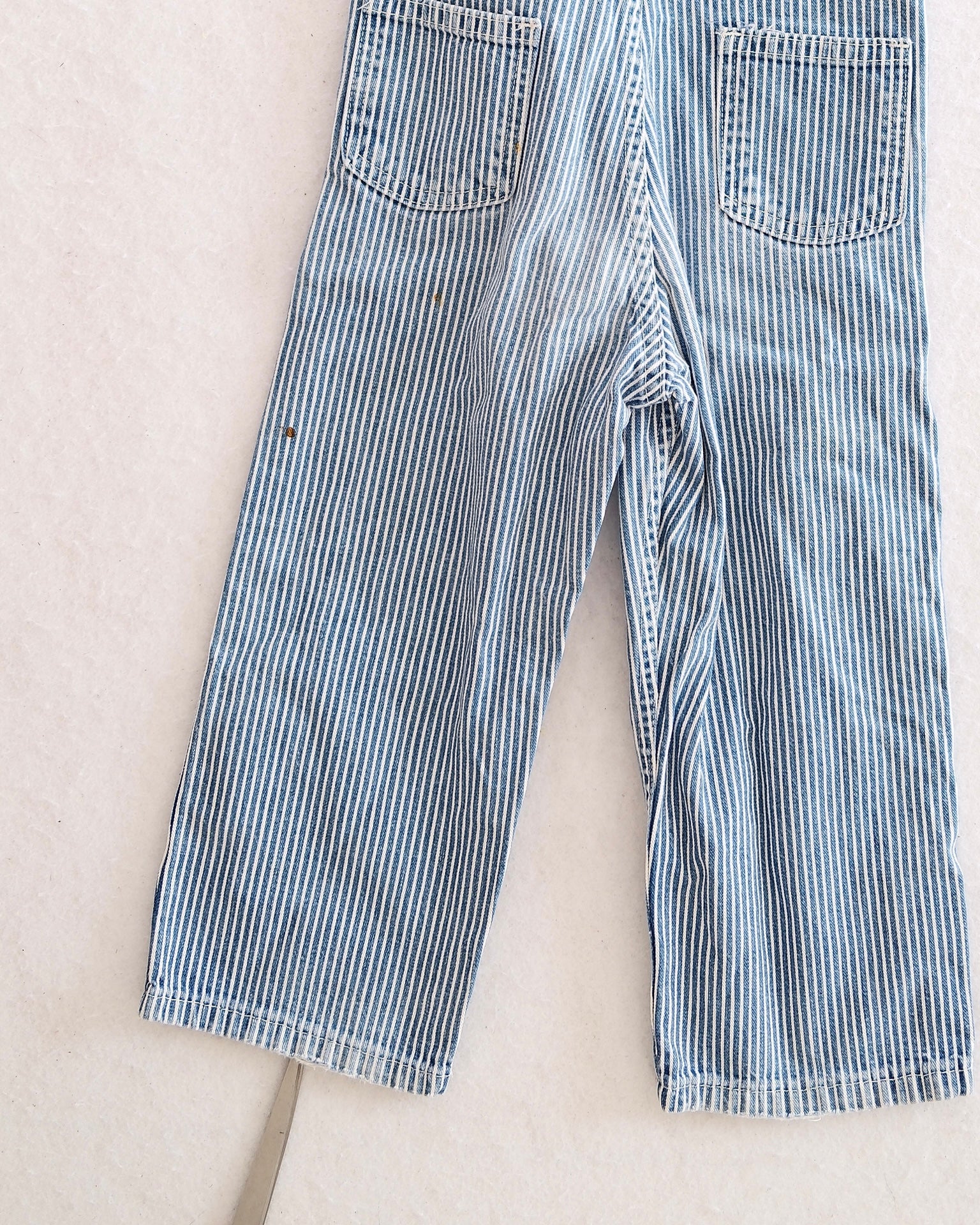 Vintage OshKosh Blue & White Pinstripe Overalls: 3T - Yellow Clover Vintage Kids Clothes
