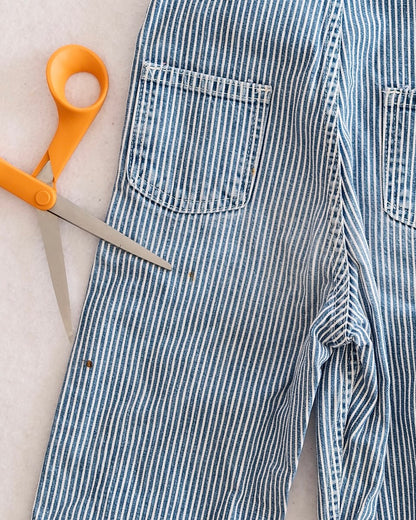 Vintage OshKosh Blue & White Pinstripe Overalls: 3T - Yellow Clover Vintage Kids Clothes