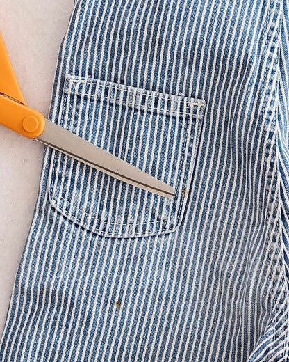 Vintage OshKosh Blue & White Pinstripe Overalls: 3T - Yellow Clover Vintage Kids Clothes