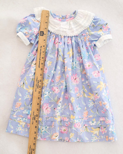 Vintage Baby Cary Periwinkle Floral Ruffle Collar Dress: 3T