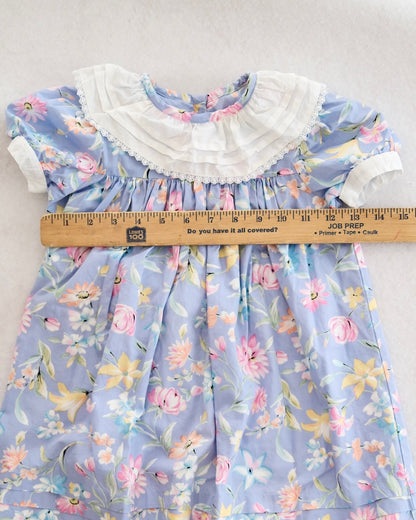 Vintage Baby Cary Periwinkle Floral Ruffle Collar Dress: 3T