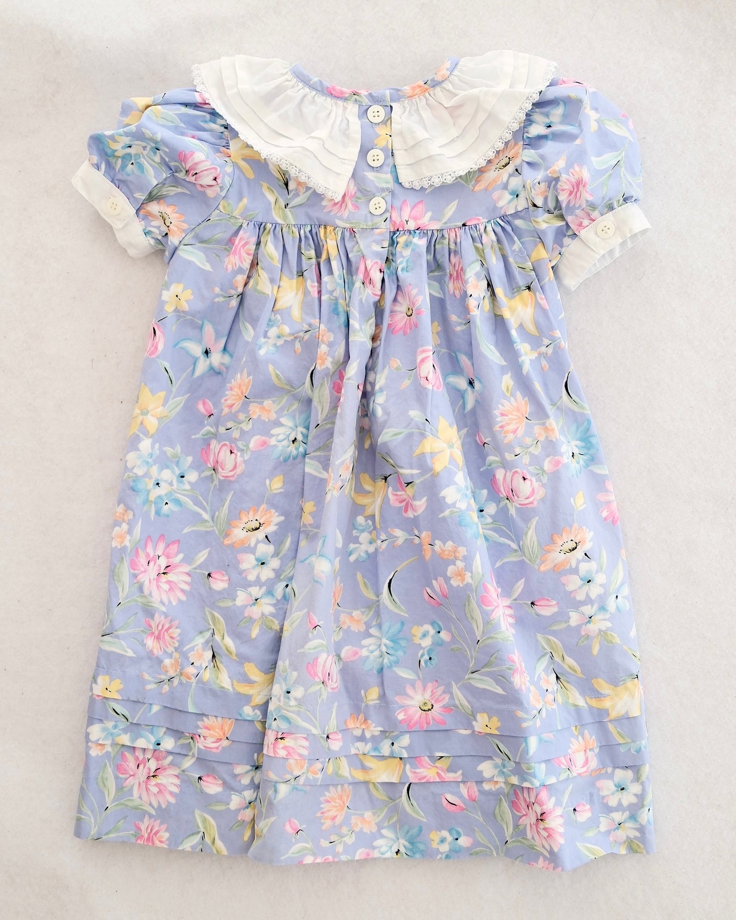 Vintage Baby Cary Periwinkle Floral Ruffle Collar Dress: 3T