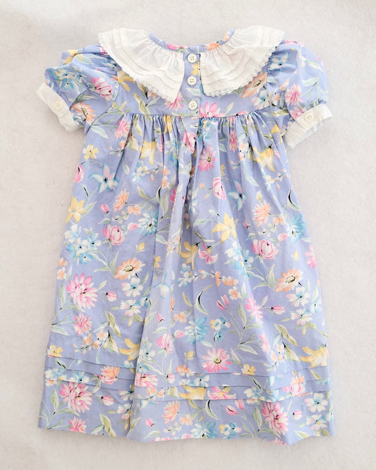 Vintage Baby Cary Periwinkle Floral Ruffle Collar Dress: 3T